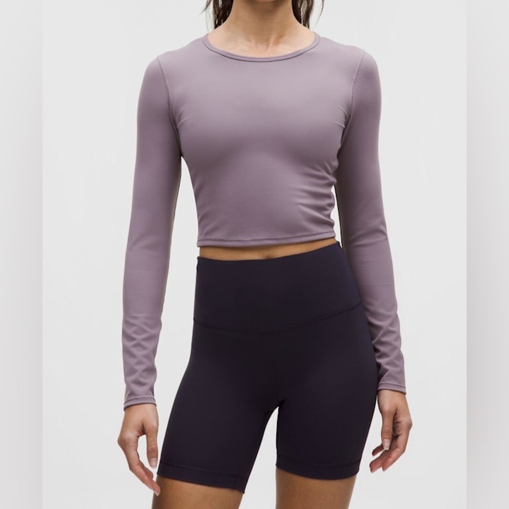 Lululemon Wunder Train Cropped Long Sleeve in Grey Purple - S